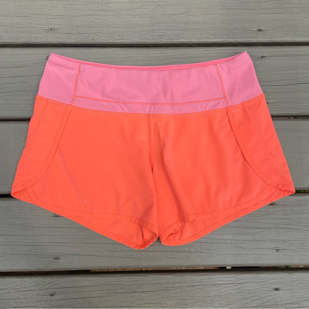 lululemon athletica Pink and Coral Orange Women's Athletic Shorts 4”